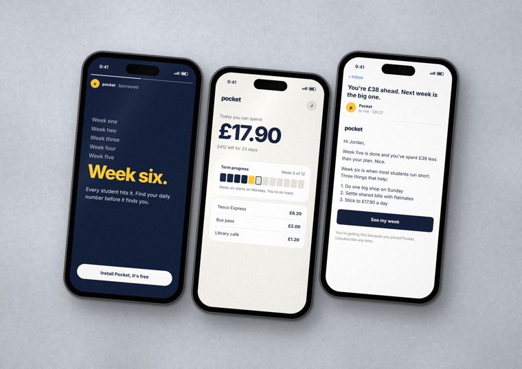 Pocket app screens