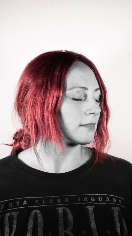 Studio portrait, eyes closed