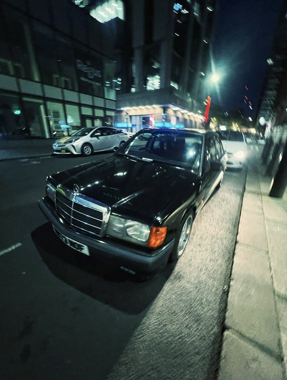 Mercedes at night